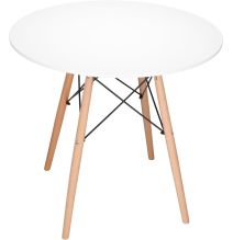 Conjunto Mesa y Sillas Nórdicas: Mesa Blanca (80x80x76 cm) + 4 Sillas con Patas de Madera Haya (46,5 x 48 x 82 cm)
