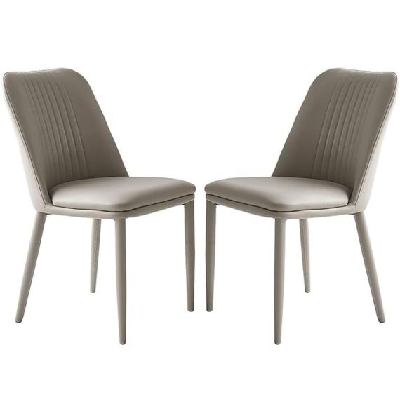 Pack 2 sillas tapizadas en Piel sintética Color Latte, Patas Metal, Medidas: Alto: 87cm Ancho: 50cm Profundidad: 53cm