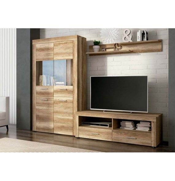 Mueble de Comedor, Mueble Salón, Acabado en Color Cañón, Medidas: 235 cm (Ancho) x 177 cm (Alto) x 41,4 cm (Fondo)