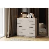 Cómoda de 3 Cajones para Dormitorio, Cajonera Dormitorio, Acabado en Beige, 80x81x34,4 cm