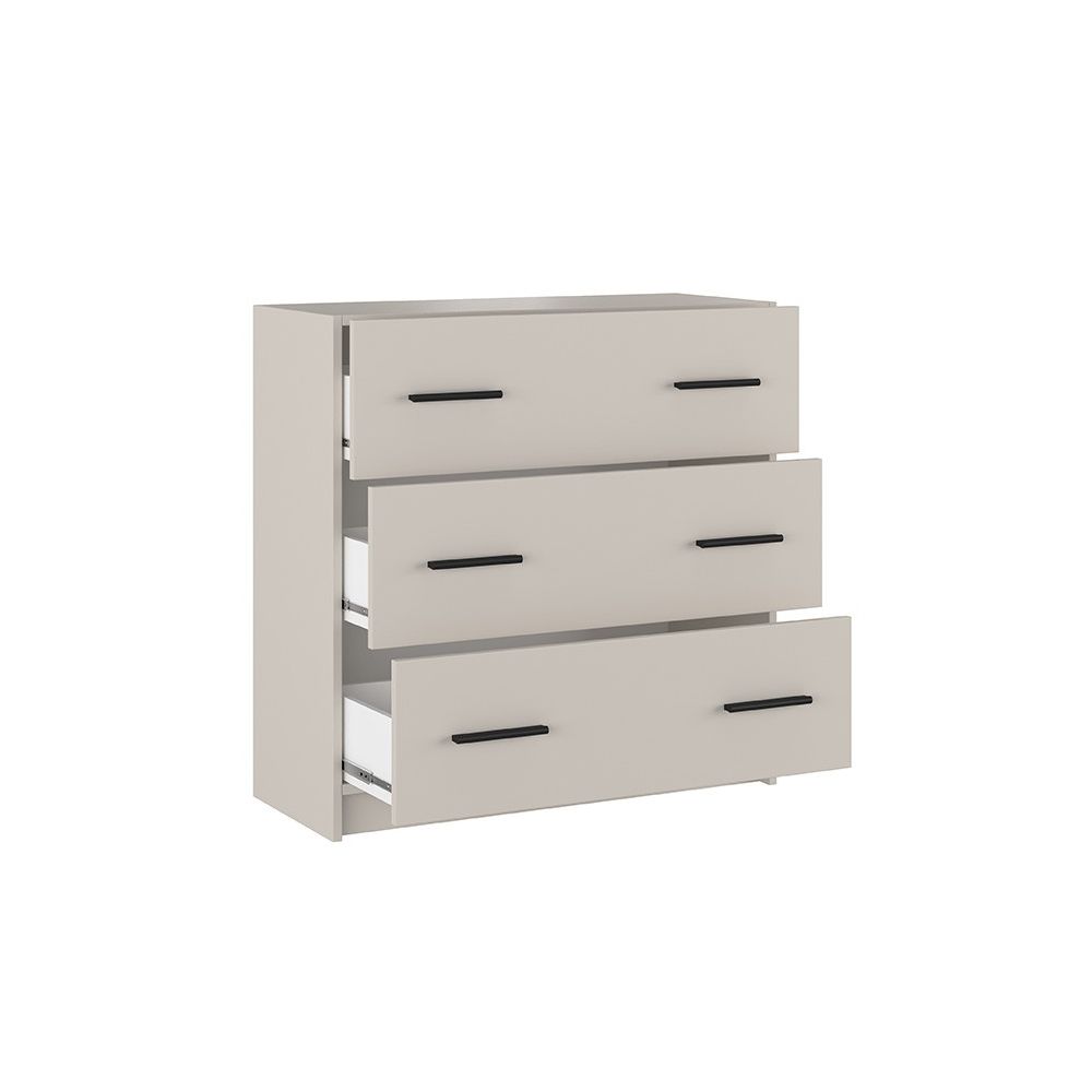 Cómoda de 3 Cajones para Dormitorio, Cajonera Dormitorio, Acabado en Beige, 80x81x34,4 cm