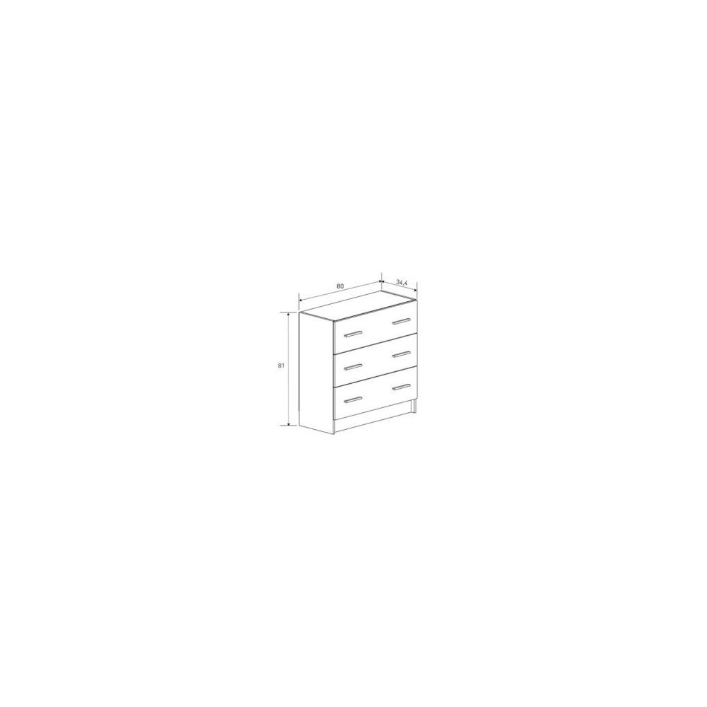 Cómoda de 3 Cajones para Dormitorio, Cajonera Dormitorio, Acabado en Beige, 80x81x34,4 cm
